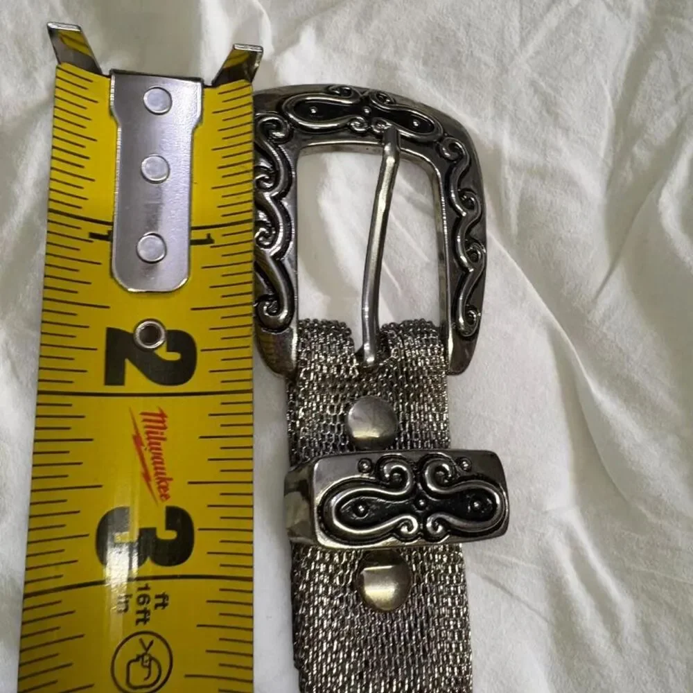 Y2K Festival Rave Cottagecore Western Cowgirl Metal Belt with silver buckle